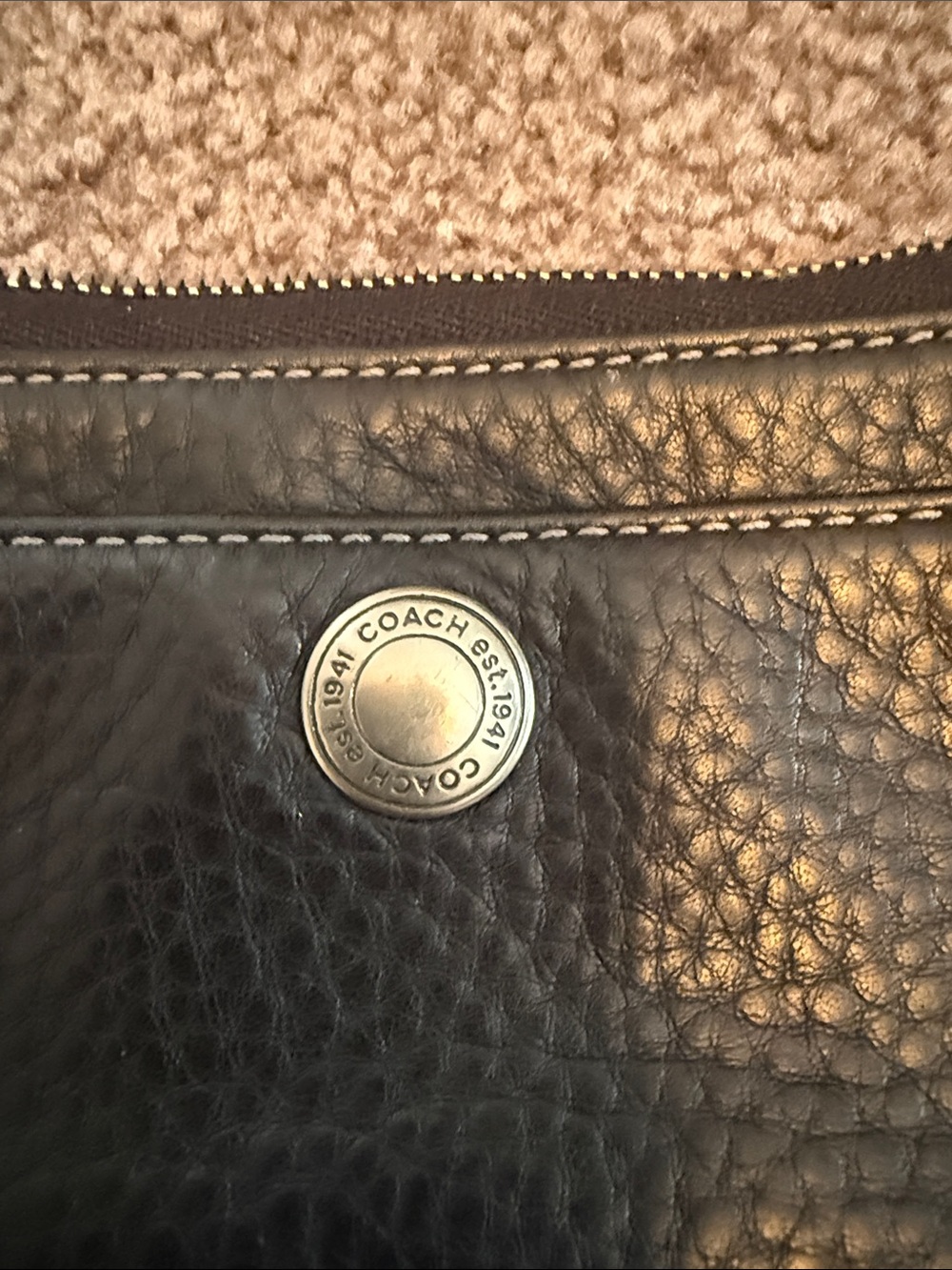 Coach Black Leather Wristlet Clutch with Tan Strap - Picture 2 of 3